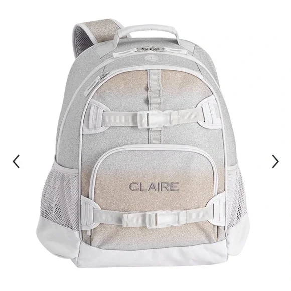 Pottery Barn Kids Silver and Tan Backpack Set NWT